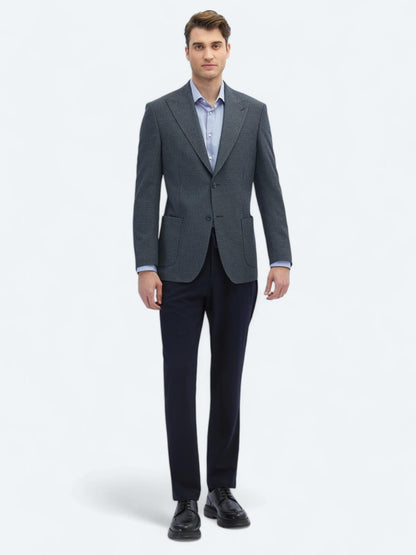 Indigo Desenli Modern Fit Ceket