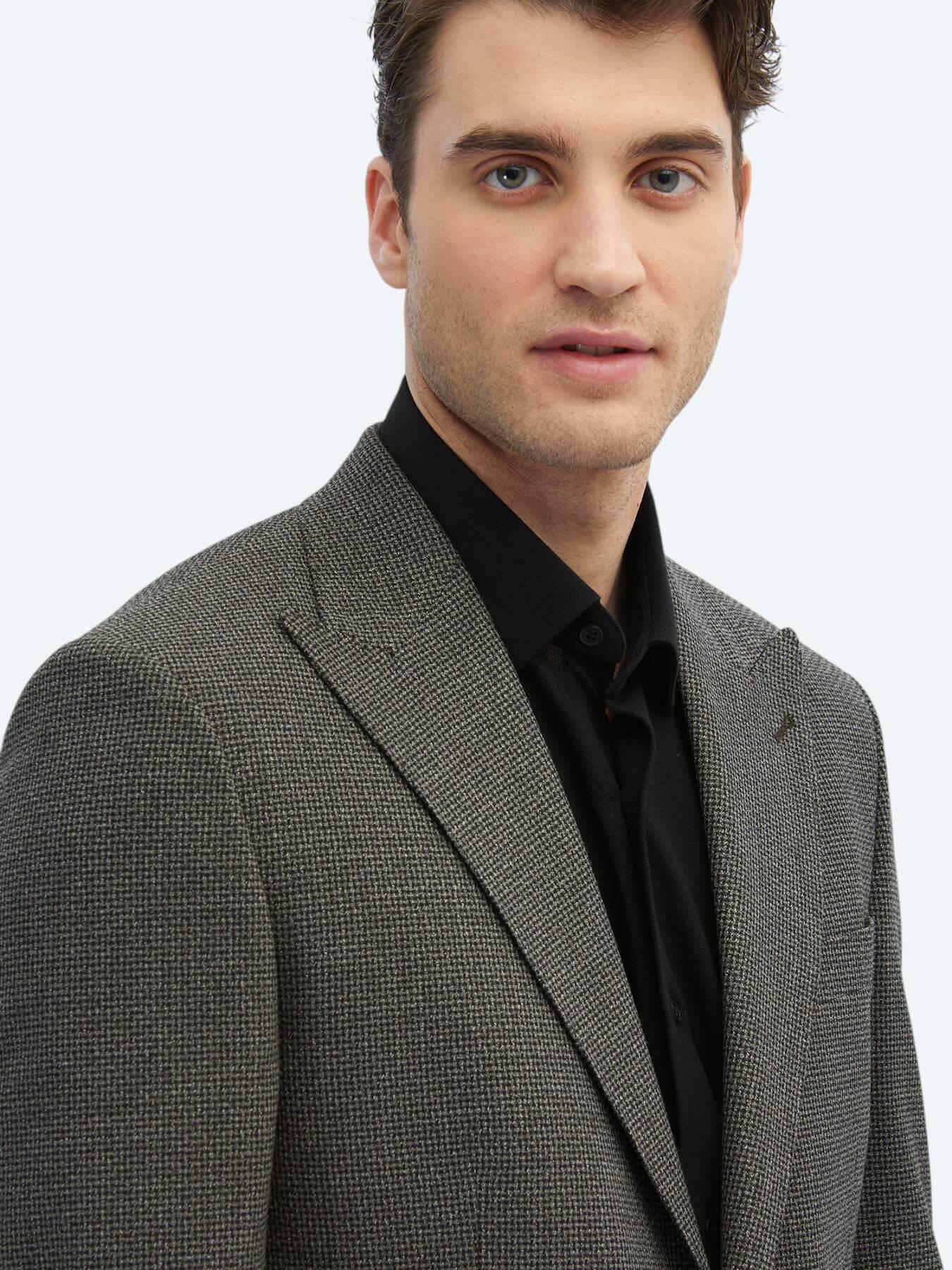 Vizon Desenli Modern Fit Ceket
