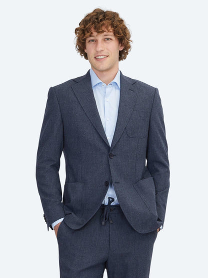 Lacivert Düz Comfort Fit Yün Karışımlı Takım Elbise