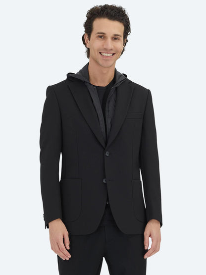 Siyah Düz Modern Fit Örme Ceket