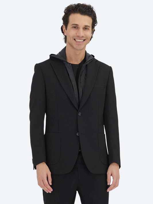 Siyah Düz Modern Fit Örme Ceket