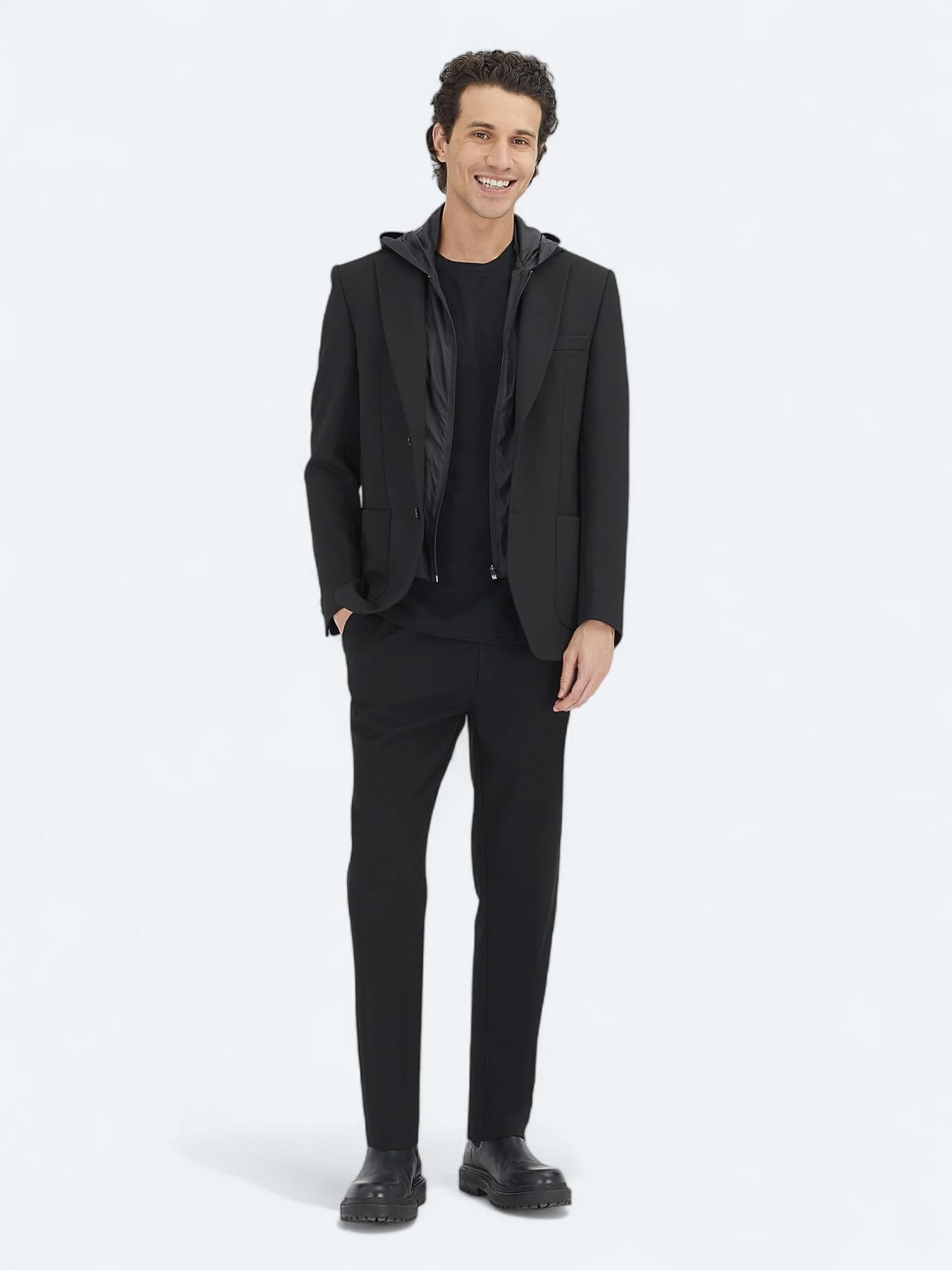 Siyah Düz Modern Fit Örme Ceket
