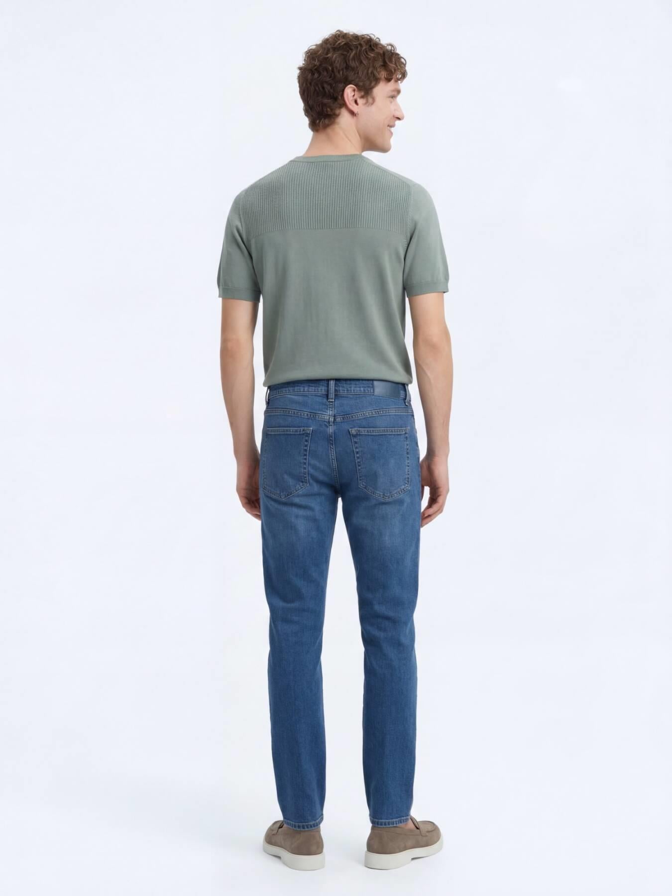 Orta Mavi Slim Fit Çevre Dostu Denim Pamuk Karışımlı Pantolon