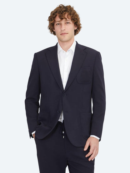 Lacivert Düz Modern Fit Örme Takım Elbise