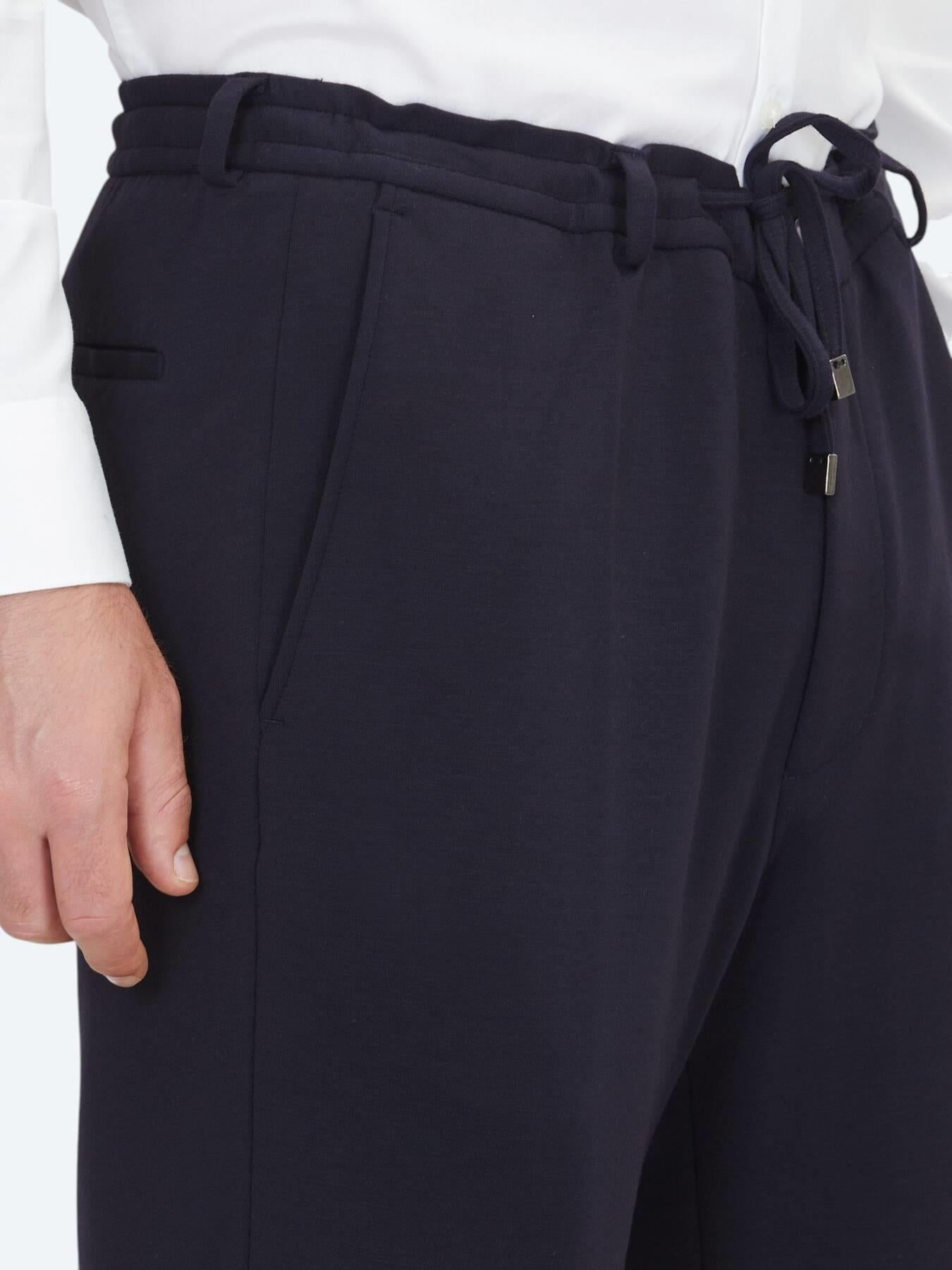 Lacivert Düz Modern Fit Örme Takım Elbise