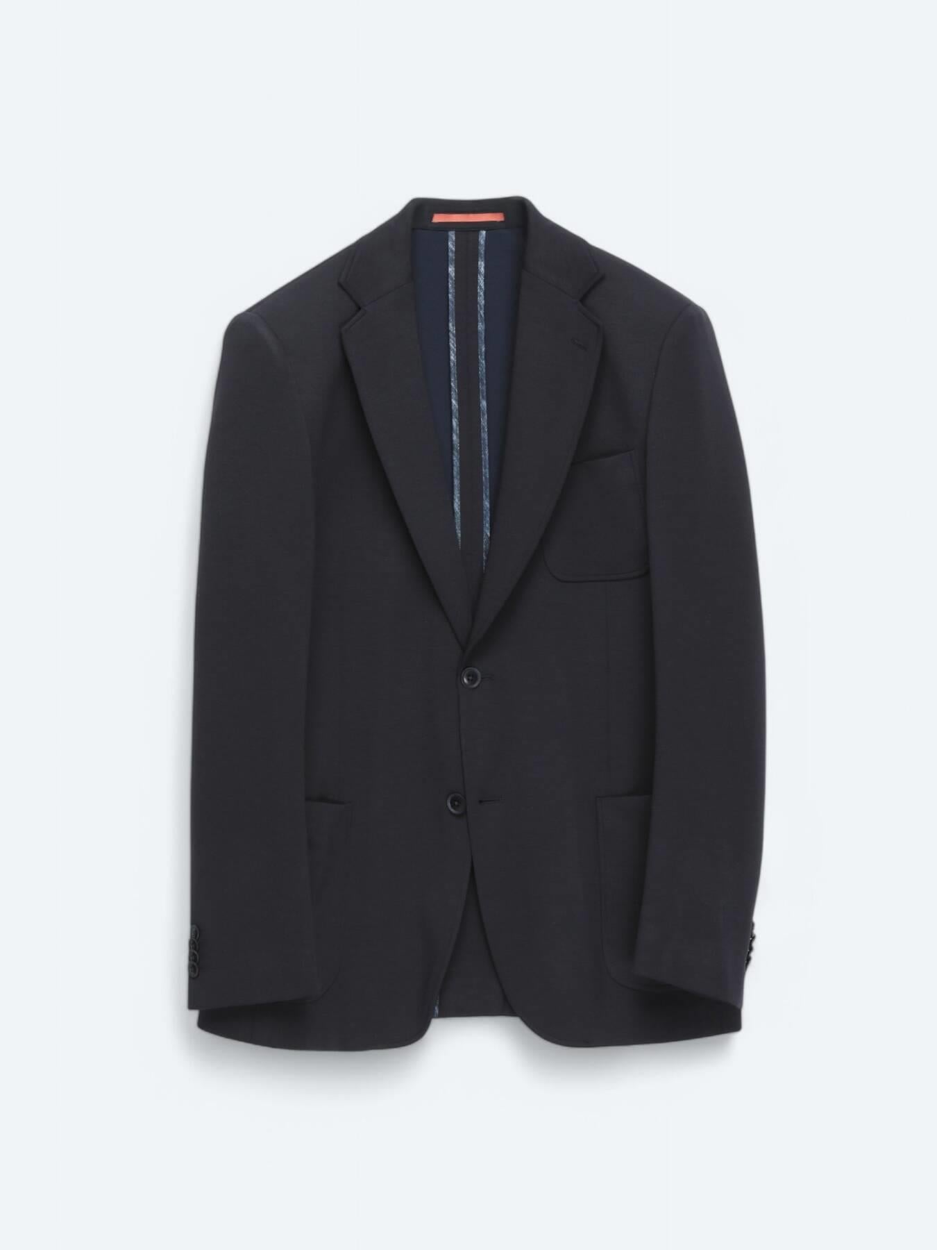 Lacivert Düz Modern Fit Örme Takım Elbise