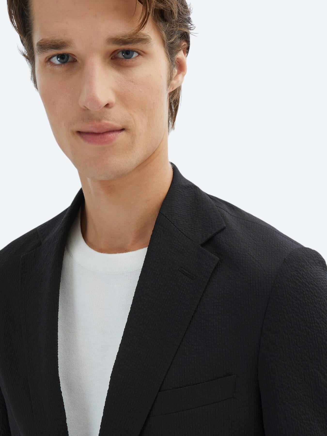 Siyah Desenli Modern Fit Takım Elbise