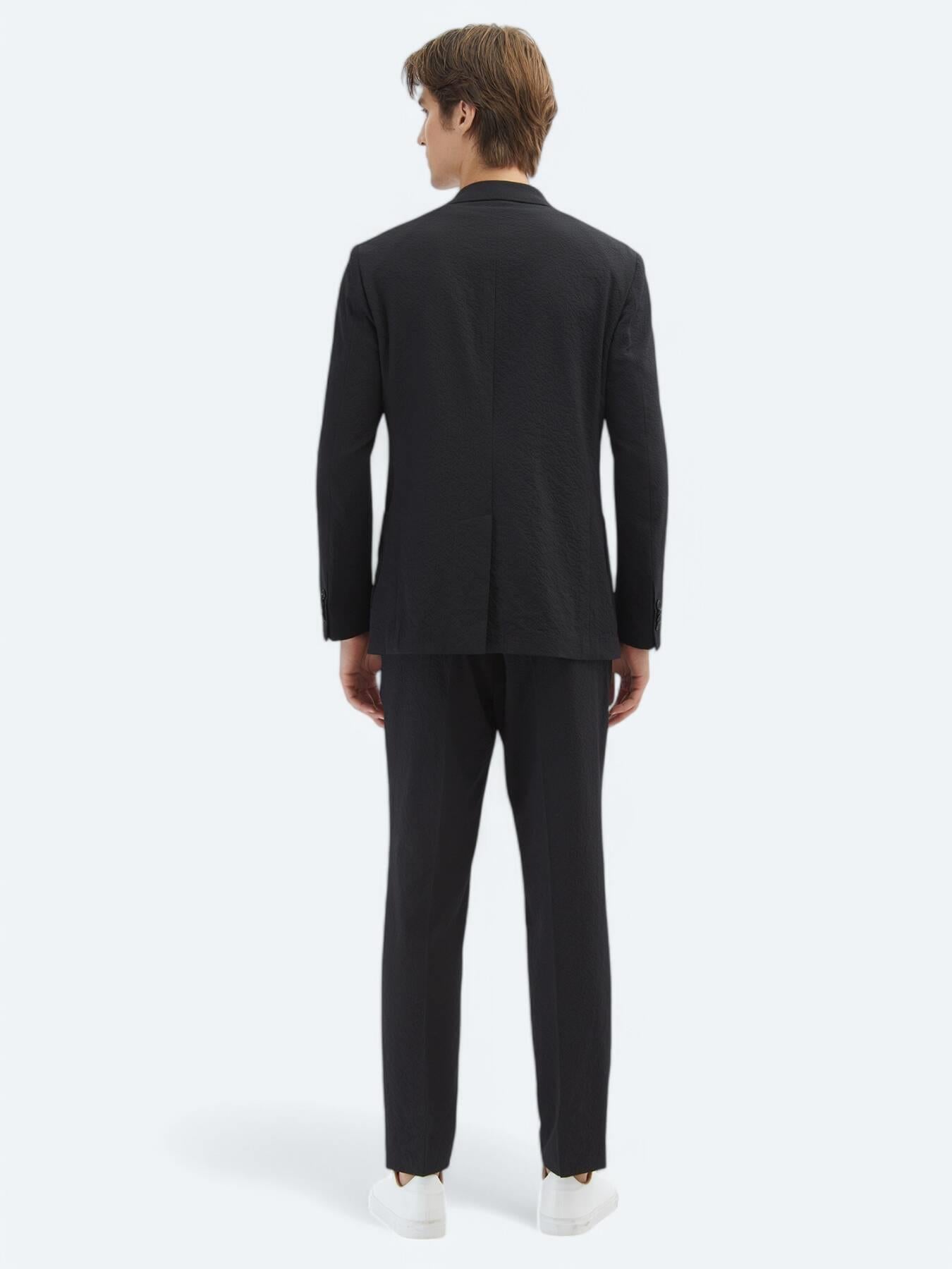 Siyah Desenli Modern Fit Takım Elbise