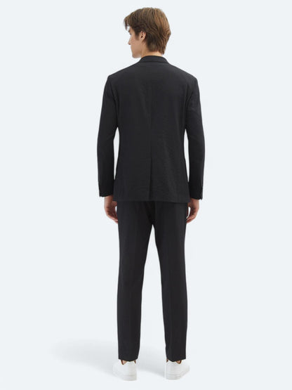 Siyah Desenli Modern Fit Takım Elbise