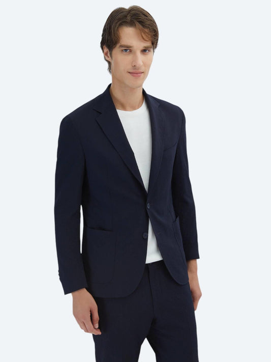Lacivert Desenli Modern Fit Takım Elbise