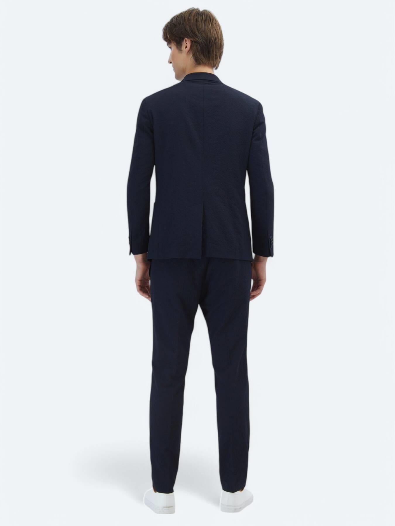 Lacivert Desenli Modern Fit Takım Elbise