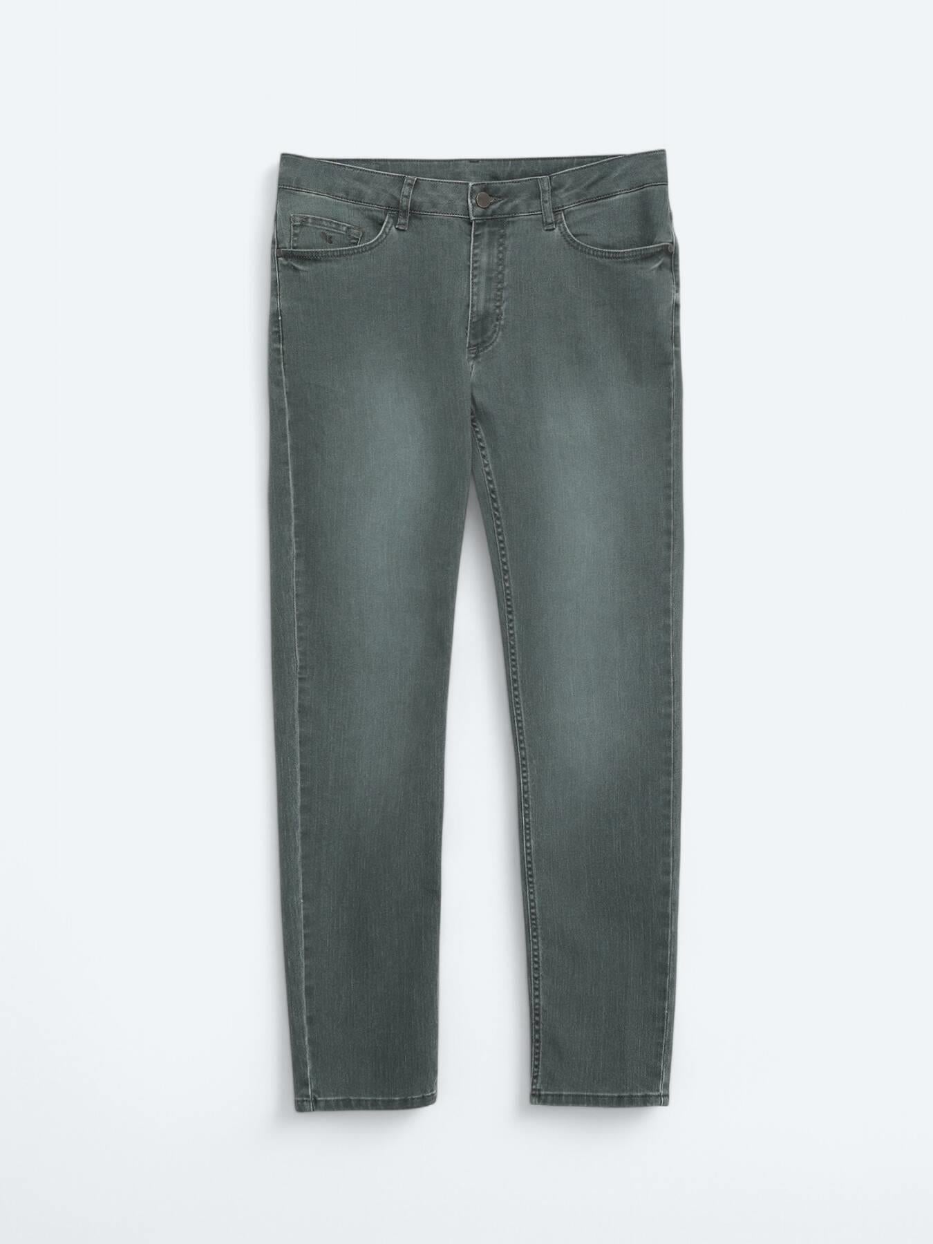 Koyu Yeşil Slim Fit Denim Pamuk Karışımlı Pantolon