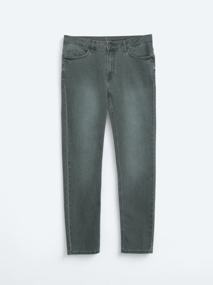 Koyu Yeşil Slim Fit Denim Pamuk Karışımlı Pantolon