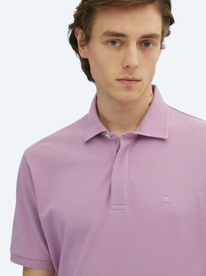 Eflatun Düz Polo Yaka %100 Pamuk T-shirt