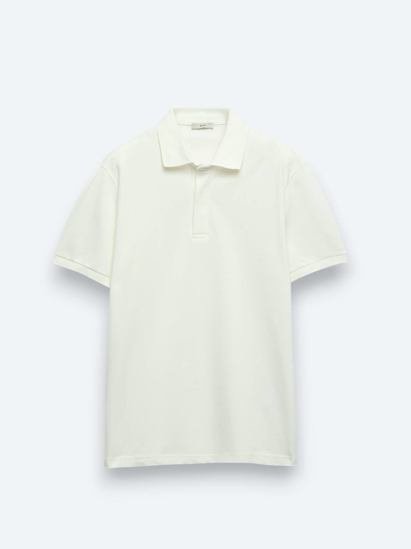 Kırık Beyaz Düz %100 Pamuk T-shirt