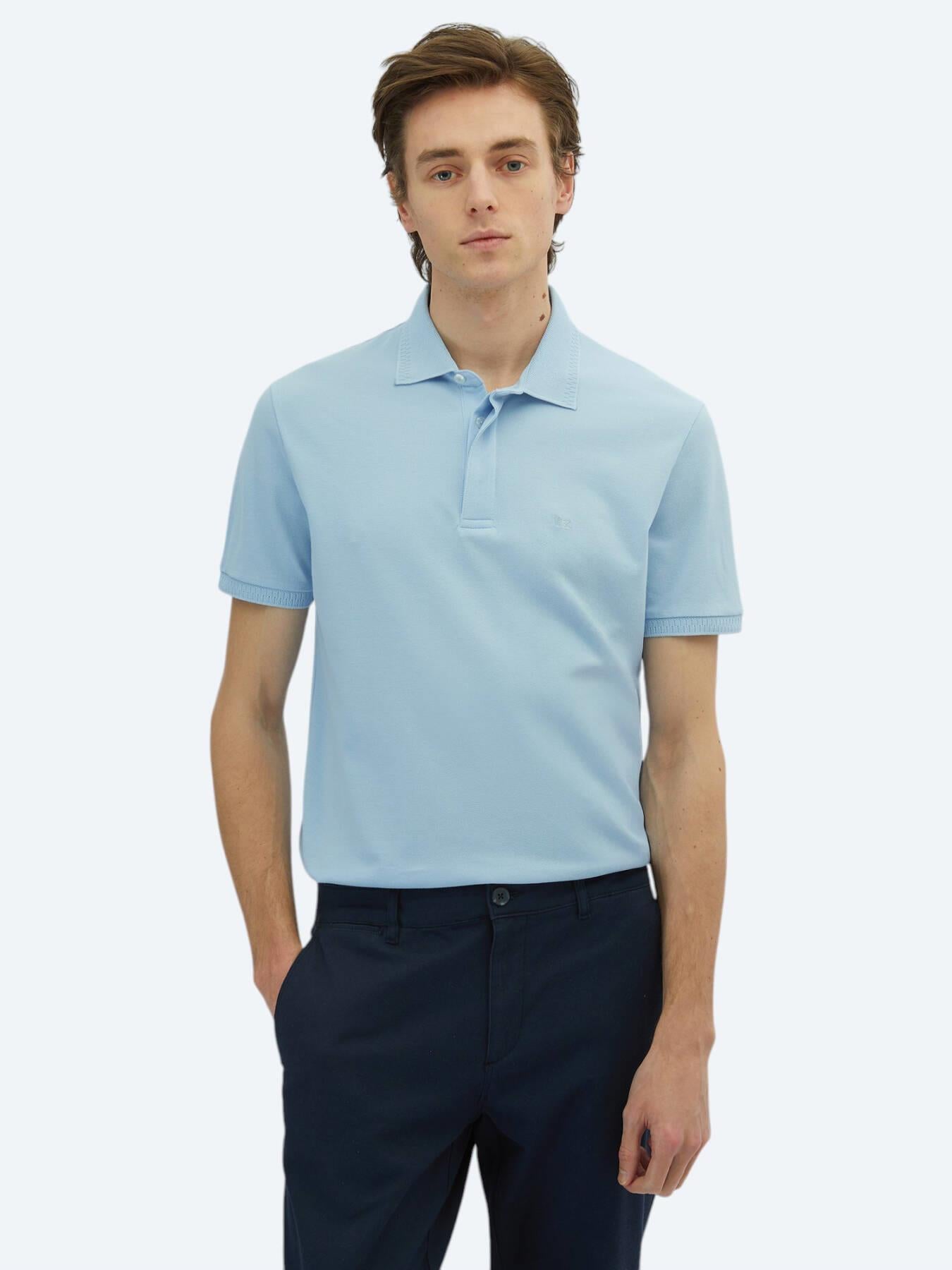 Mavi Düz %100 Pamuk T-shirt