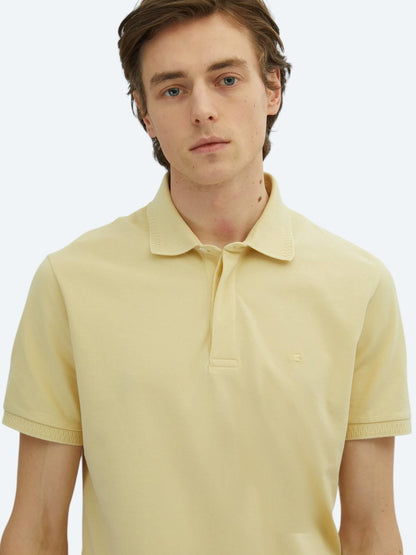 Sarı Düz Polo Yaka %100 Pamuk T-shirt