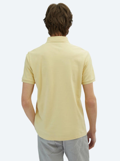 Sarı Düz Polo Yaka %100 Pamuk T-shirt