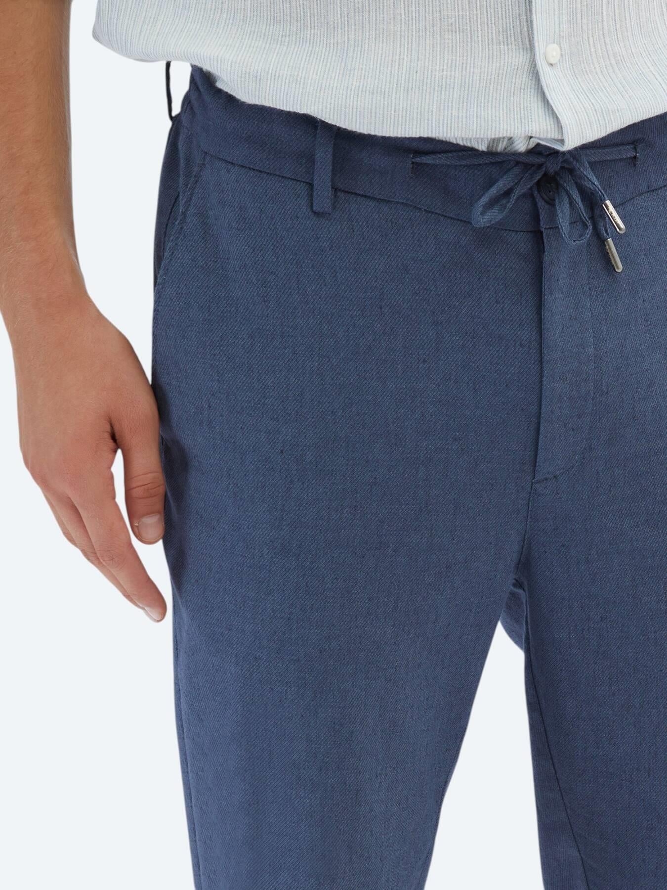 Lacivert Düz Dokuma Jogging Fit Casual Pamuk Karışımlı Pantolon
