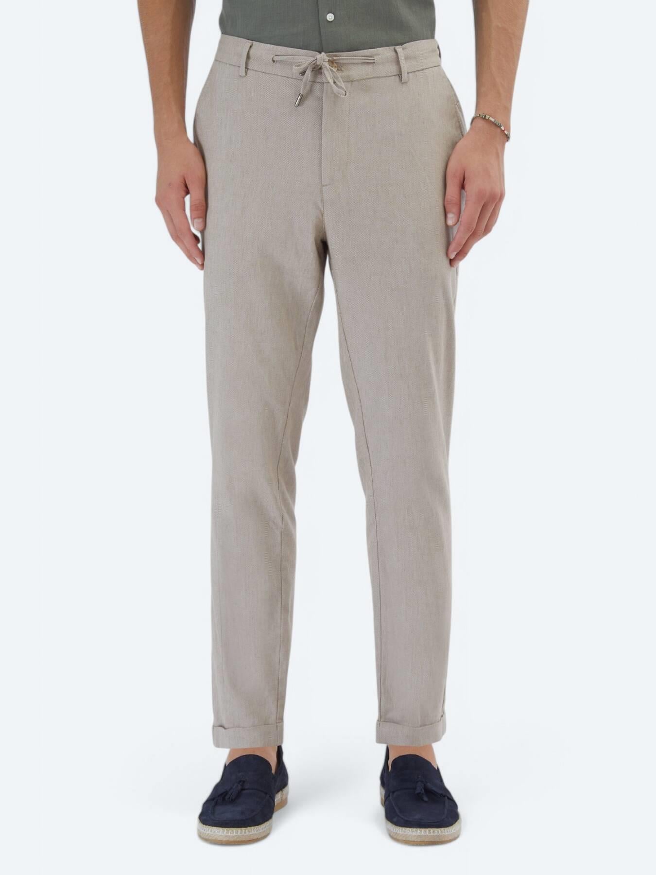 Haki Düz Dokuma Jogging Fit Casual Pamuk Karışımlı Pantolon