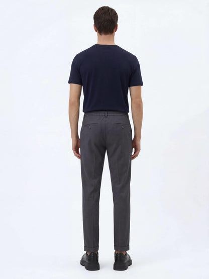 Koyu Gri Düz Dokuma Jogging Fit Casual Pamuk Karışımlı Pantolon