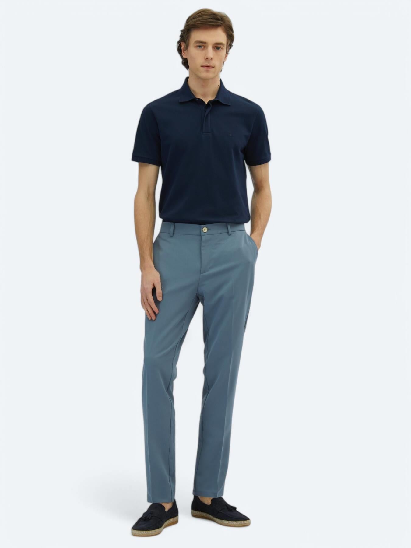 Havacı Mavi Dokuma Jogging Fit Casual Pantolon
