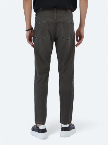 Kahverengi Slim Fit Denim Pamuk Karışımlı Pantolon