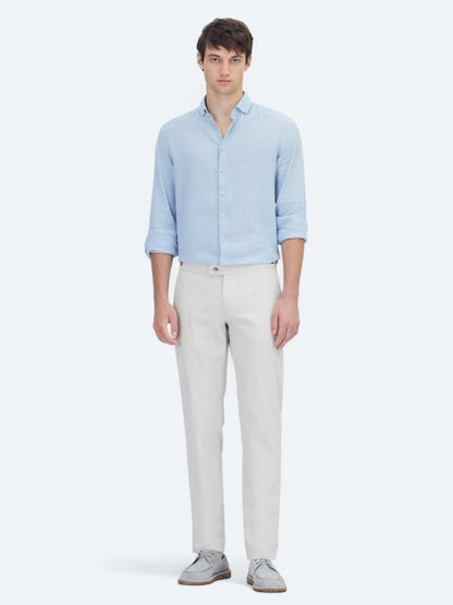 Bej Dokuma Fitted Fit Smart Casual Pamuk Karışımlı Pantolon