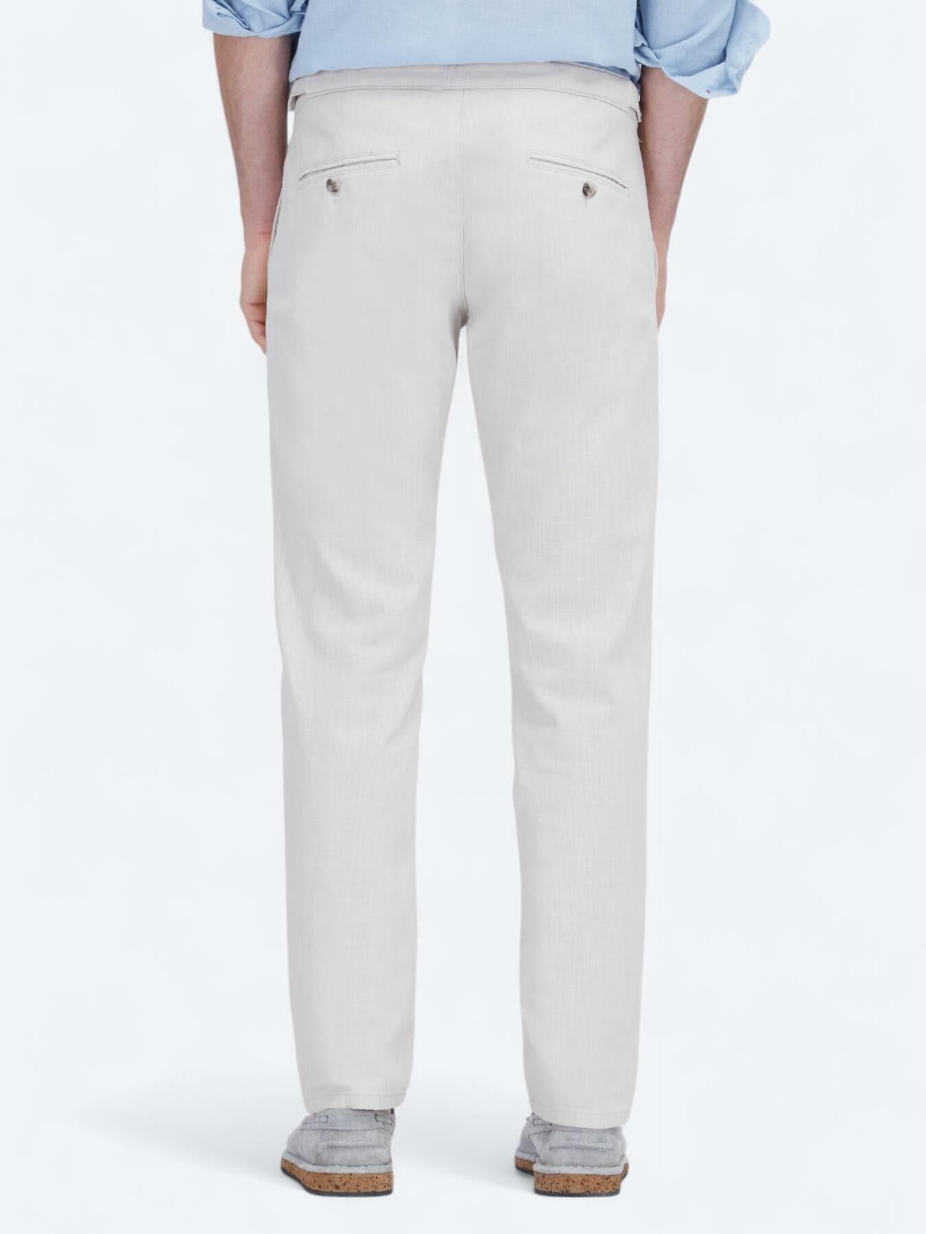 Bej Dokuma Fitted Fit Smart Casual Pamuk Karışımlı Pantolon