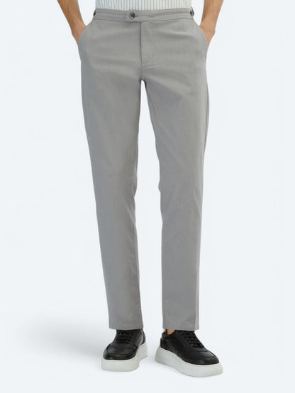 Gri Dokuma Fitted Fit Smart Casual Pamuk Karışımlı Pantolon