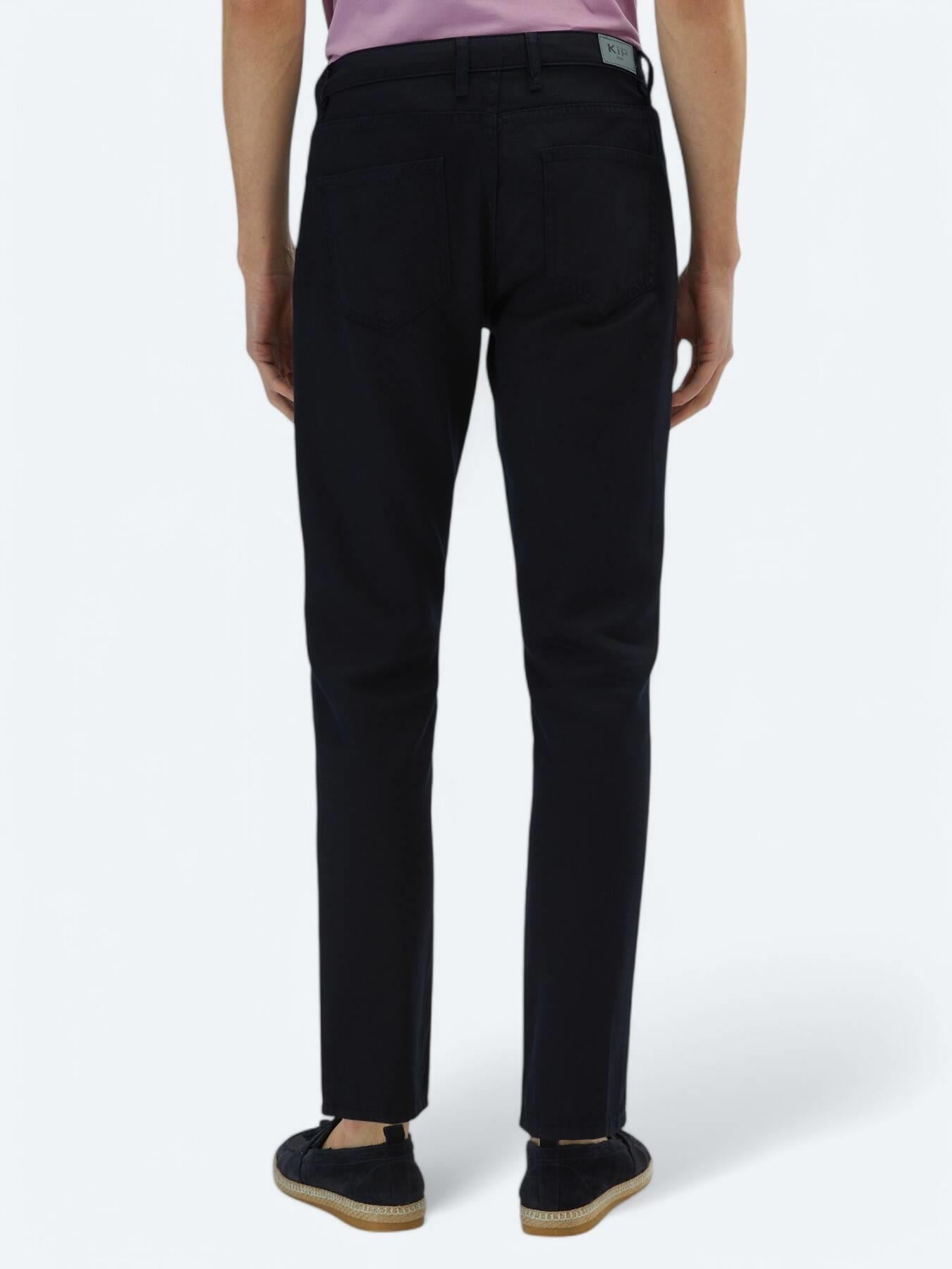 Lacivert Düz Dokuma Regular Fit Casual Pamuk Karışımlı Pantolon