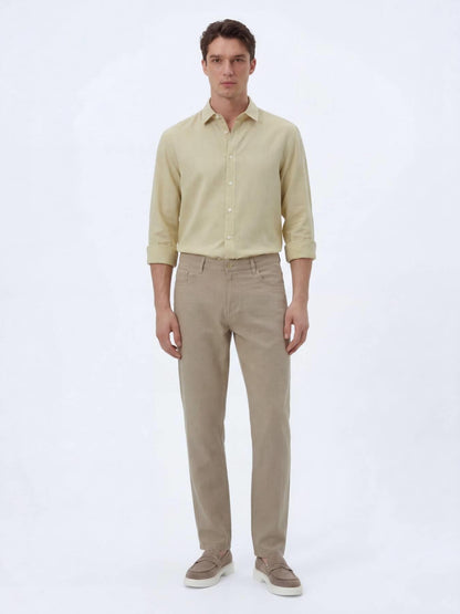 Vizon Dokuma Regular Fit Casual Pamuk Karışımlı Pantolon