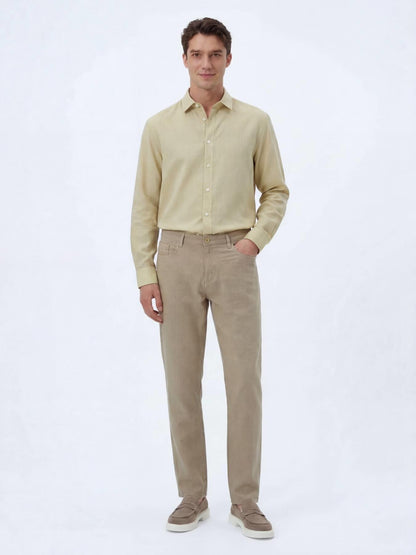 Vizon Dokuma Regular Fit Casual Pamuk Karışımlı Pantolon