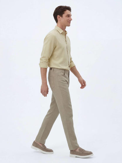 Vizon Dokuma Regular Fit Casual Pamuk Karışımlı Pantolon