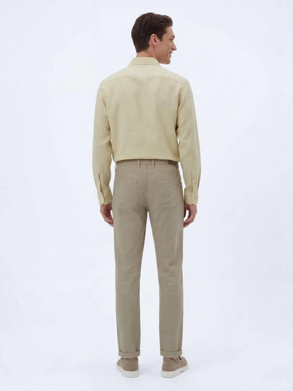 Vizon Dokuma Regular Fit Casual Pamuk Karışımlı Pantolon