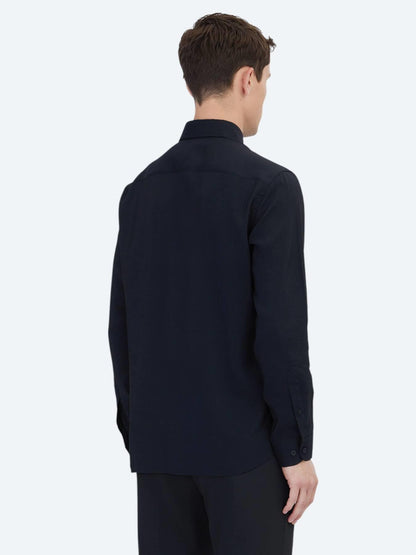 Siyah Regular Fit Uzun Dokuma Casual Gömlek