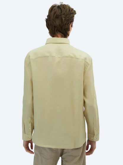 Limon Küfü Düz Oversize Fit Uzun Dokuma Casual Gömlek