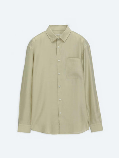 Limon Küfü Düz Oversize Fit Uzun Dokuma Casual Gömlek