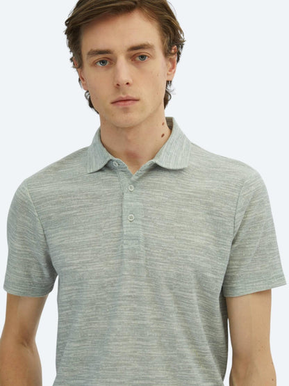 Açık Haki Baskılı Polo Yaka Pamuk Karışımlı T-shirt
