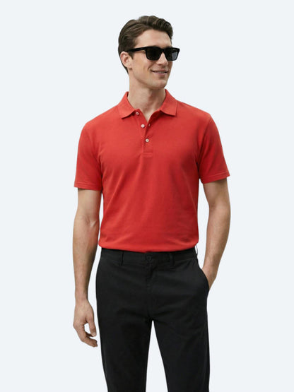 Kırmızı Düz Polo Yaka %100 Pamuk T-shirt