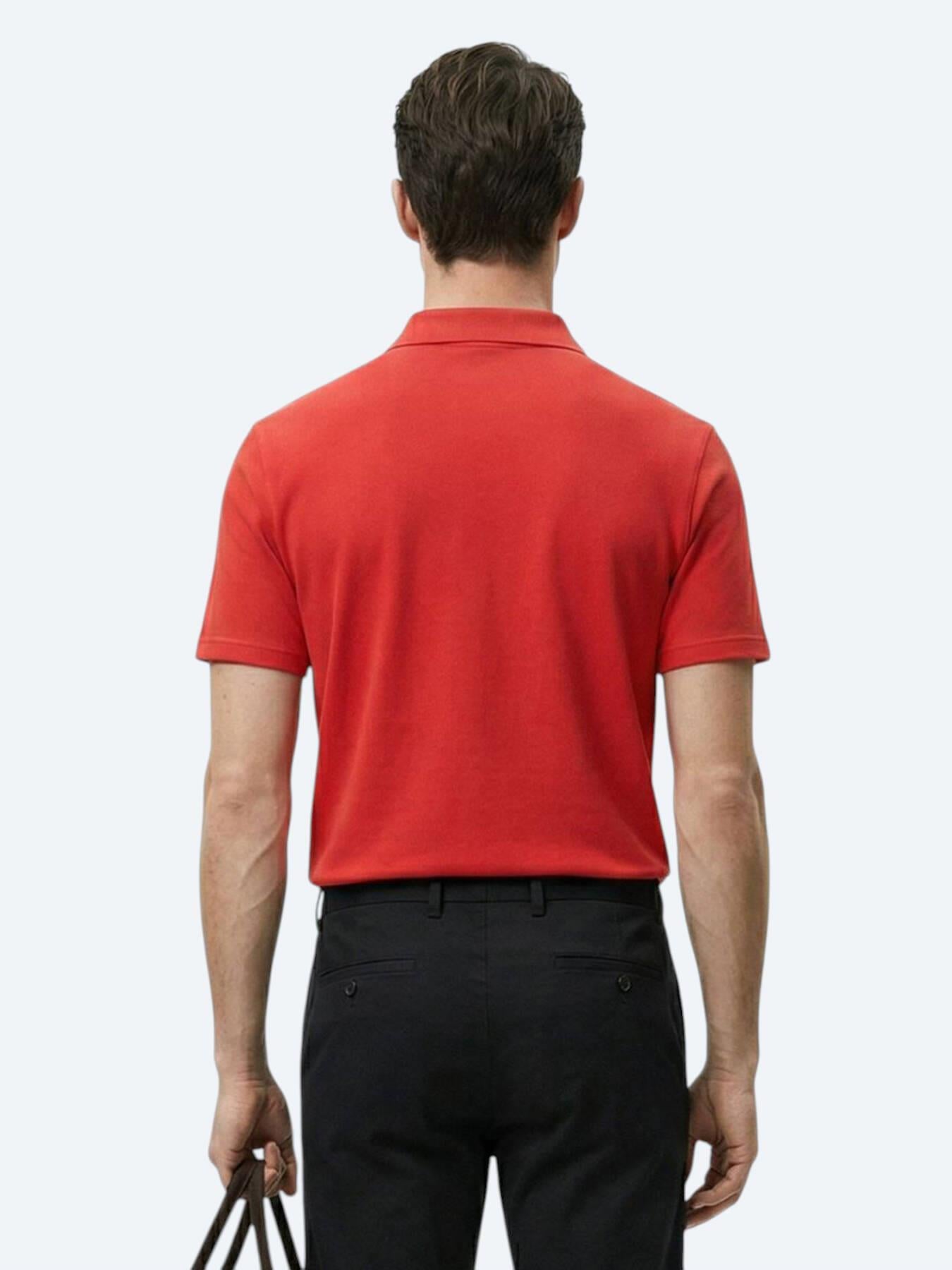 Kırmızı Düz Polo Yaka %100 Pamuk T-shirt
