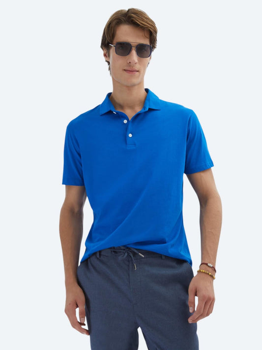 Saks Düz Polo Yaka %100 Pamuk T-shirt