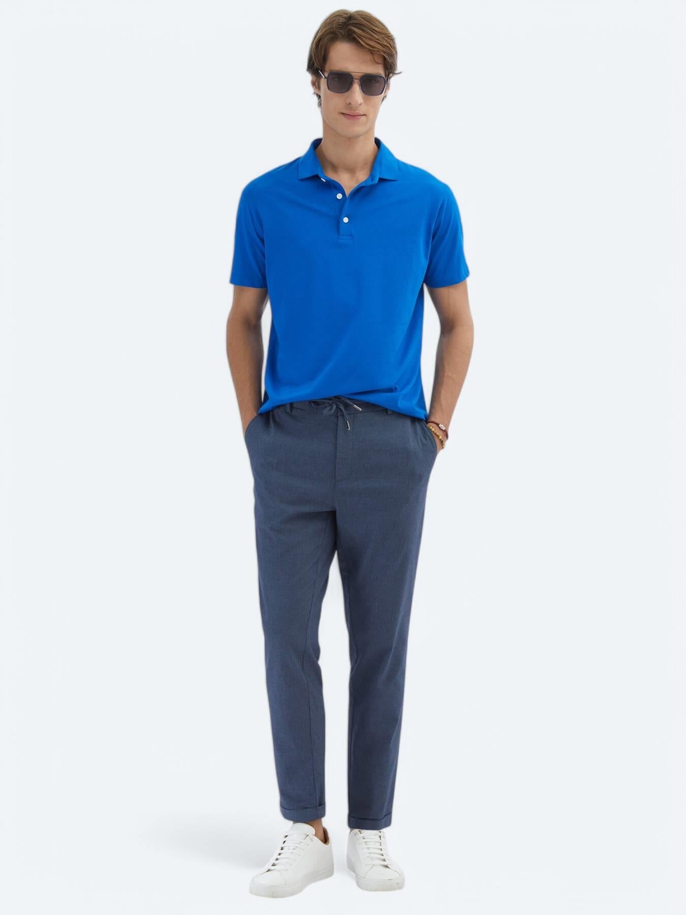 Saks Düz Polo Yaka %100 Pamuk T-shirt