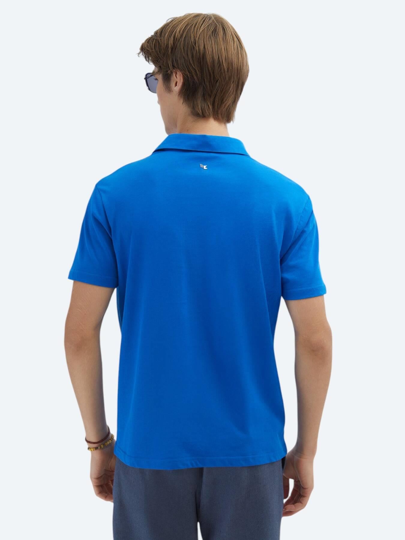 Saks Düz Polo Yaka %100 Pamuk T-shirt