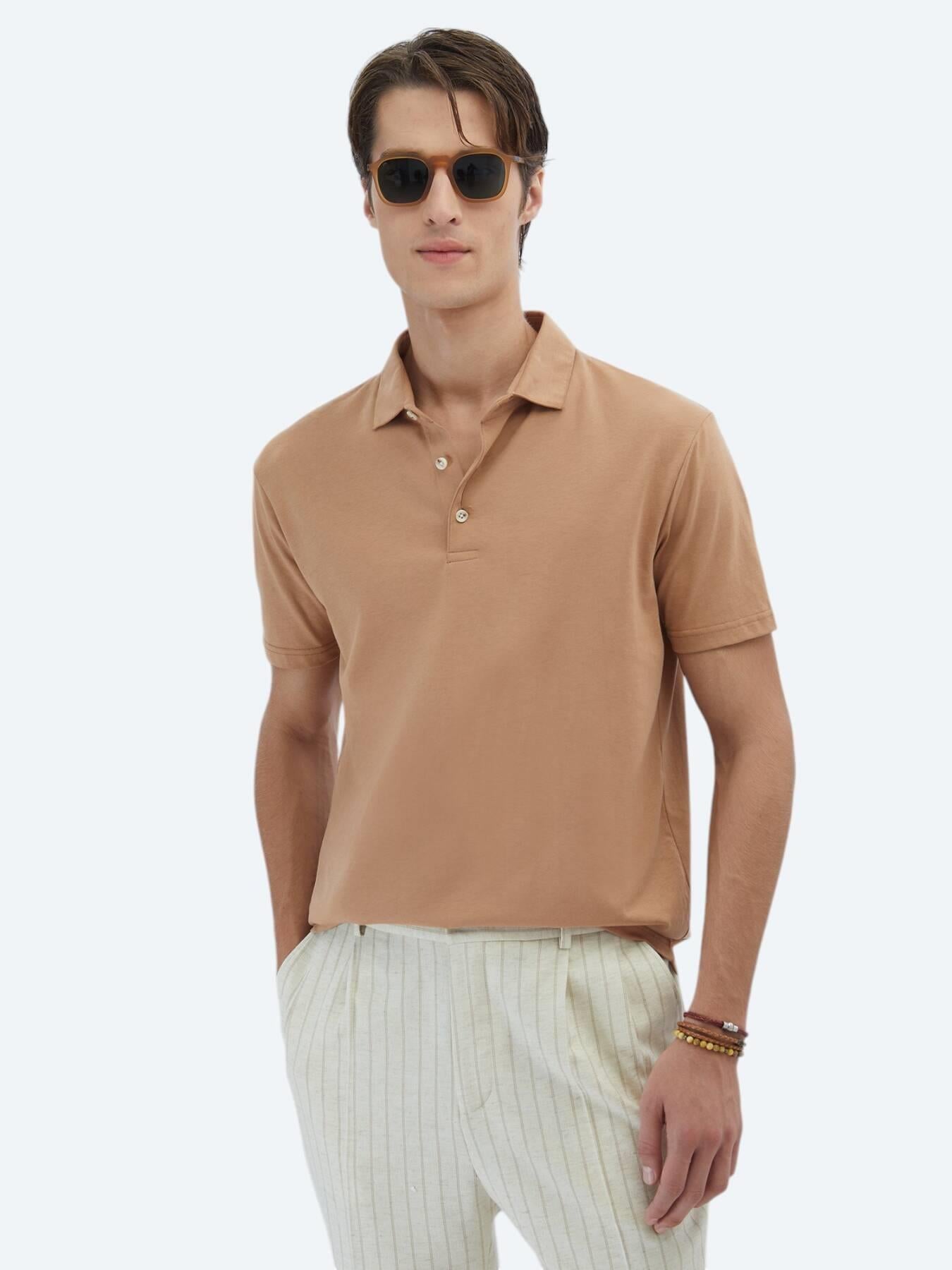 Vizon Düz Polo Yaka %100 Pamuk T-shirt