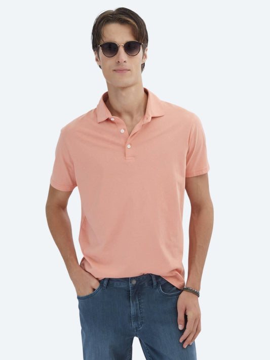 Somon Düz Polo Yaka %100 Pamuk T-shirt