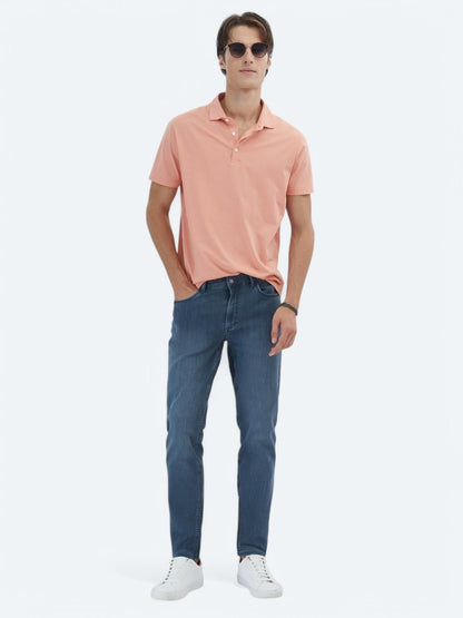 Somon Düz Polo Yaka %100 Pamuk T-shirt