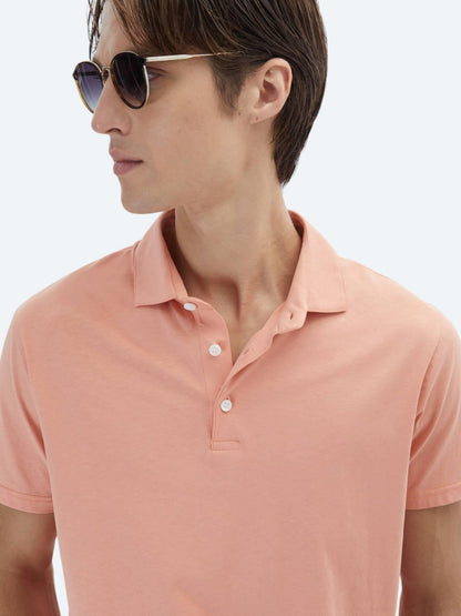 Somon Düz Polo Yaka %100 Pamuk T-shirt