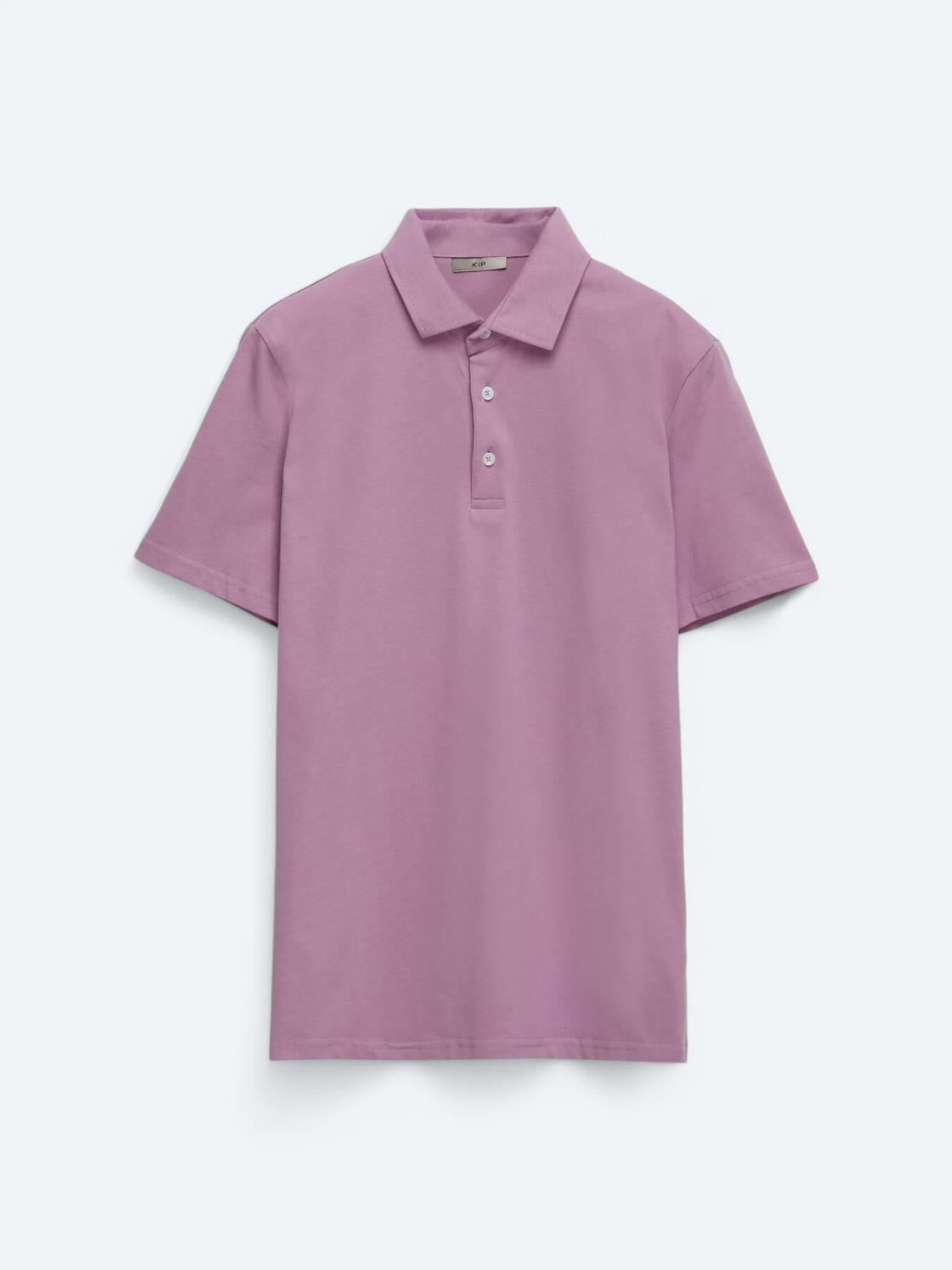 Eflatun Düz Polo Yaka %100 Pamuk T-shirt