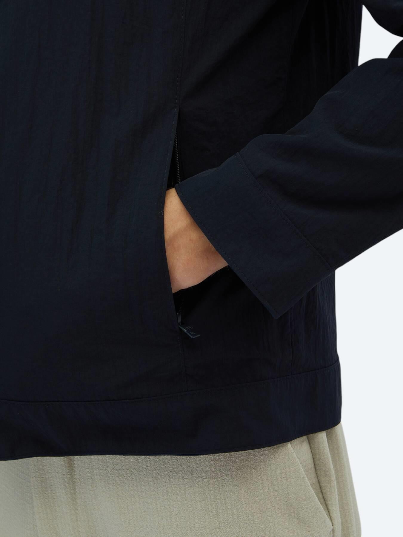 Lacivert Regular Fit Gizli Kapüşon Casual Dokuma Çift Taraflı Mont
